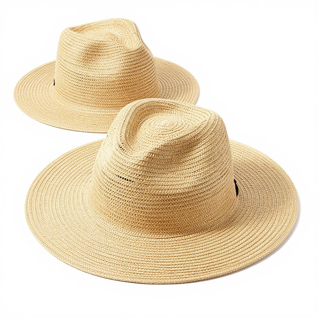 Wide-brimmed straw hat natural color vacation accessory