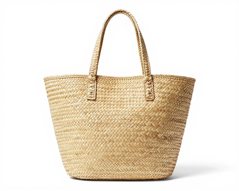 Woven straw beach bag