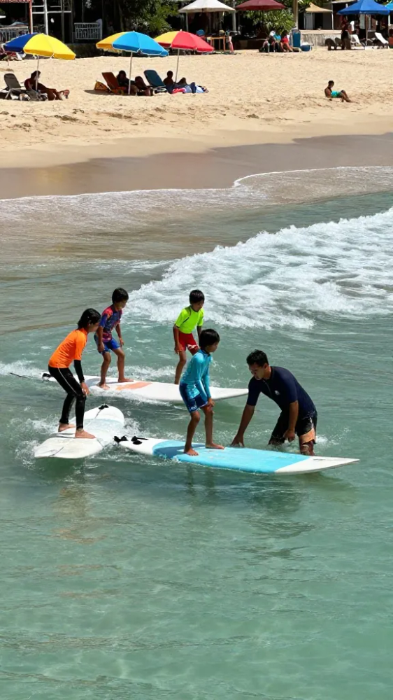 Safe Beginner Surf Lessons at Kuta Beach