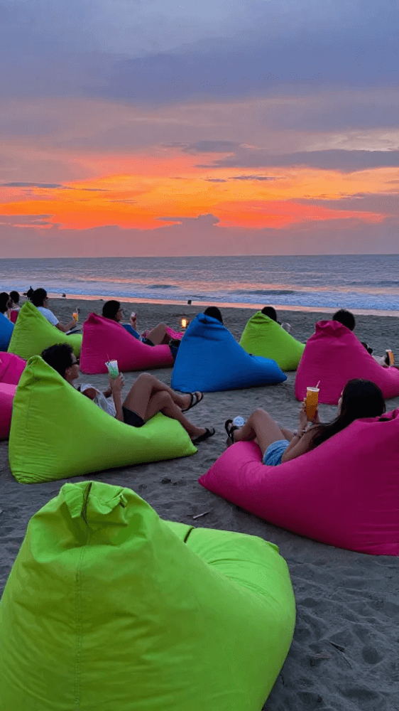 Sunset Drinks at Colorful Bean Bag Cafes