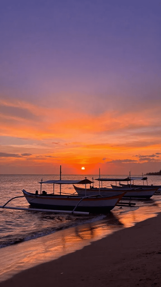 Traditional Outrigger Boats for Sunset Inspo Pics