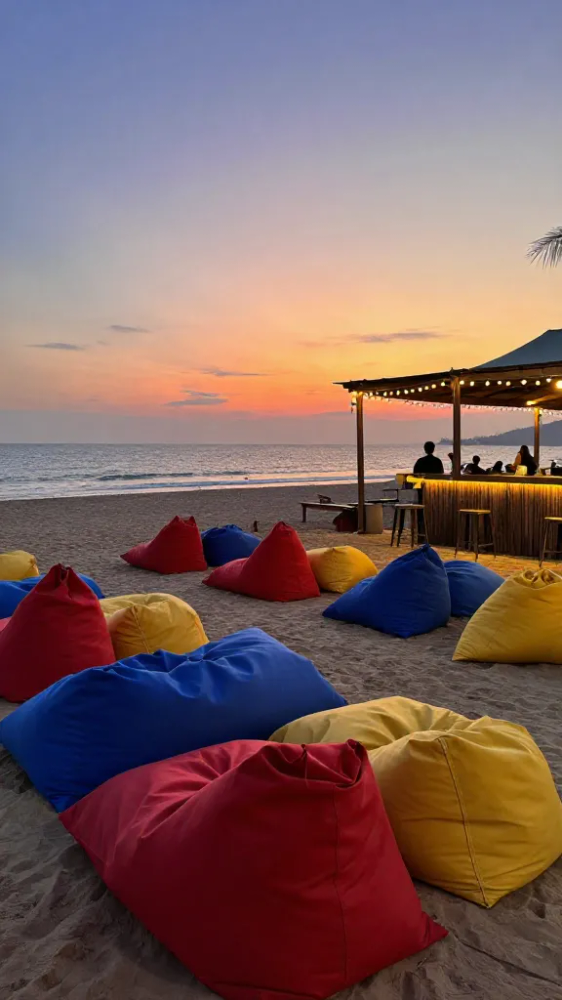 Colorful Bean Bags at Sunset Bars