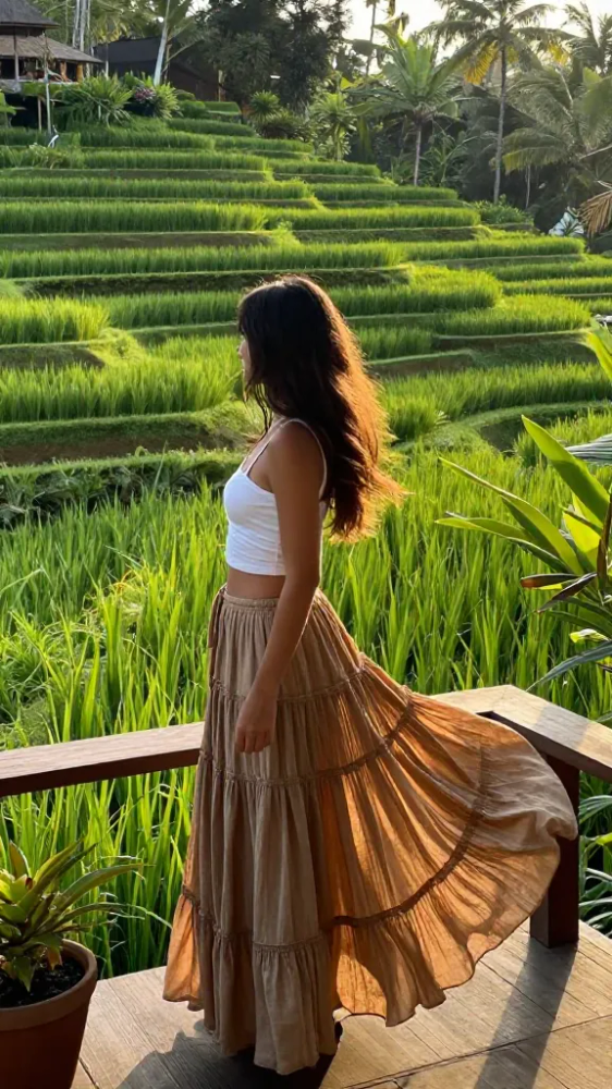 Bohemian Maxi Skirts with Crop Tops