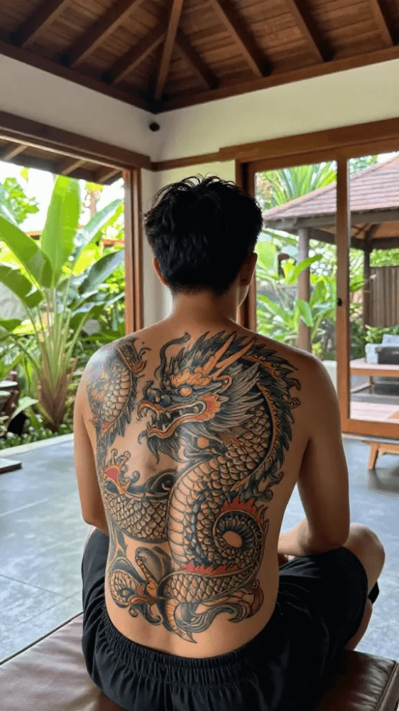 Mythical Balinese Dragon Back Piece