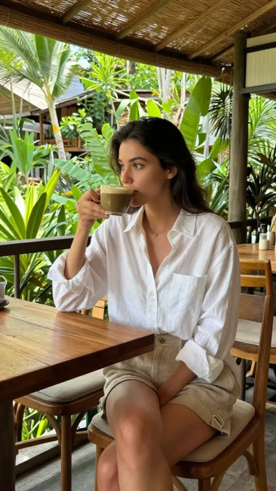 High-Waisted Shorts and Oversized Button-Downs