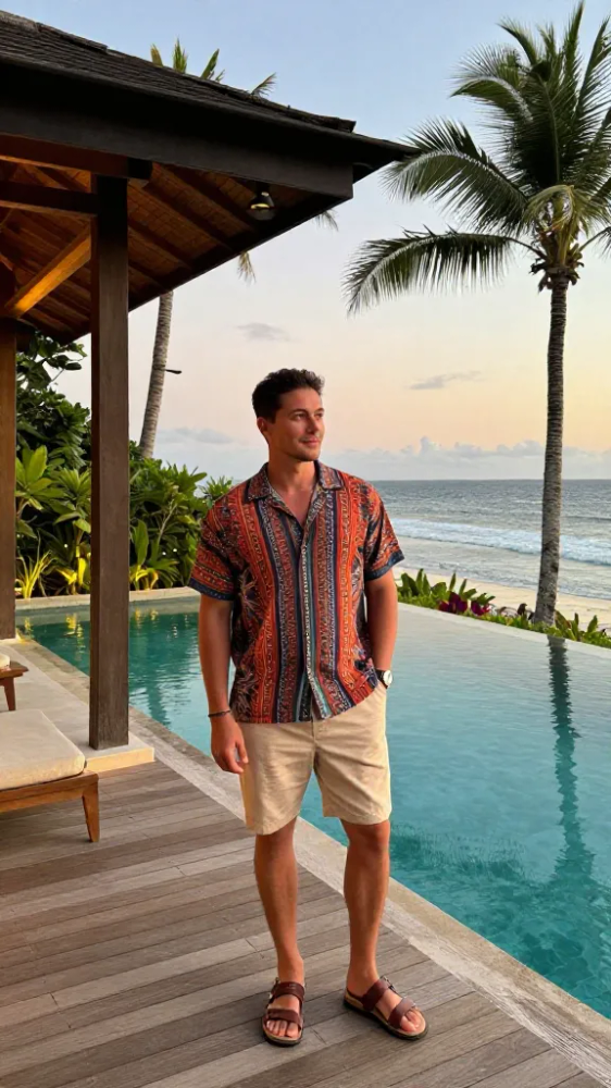 Patterned Short Sleeve Camp Collars