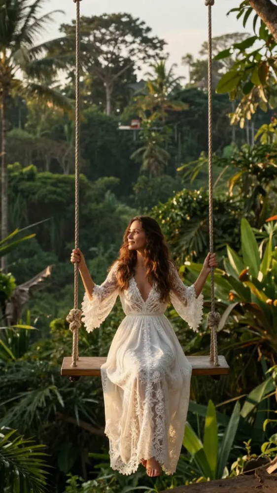 White Bohemian Lace Gown