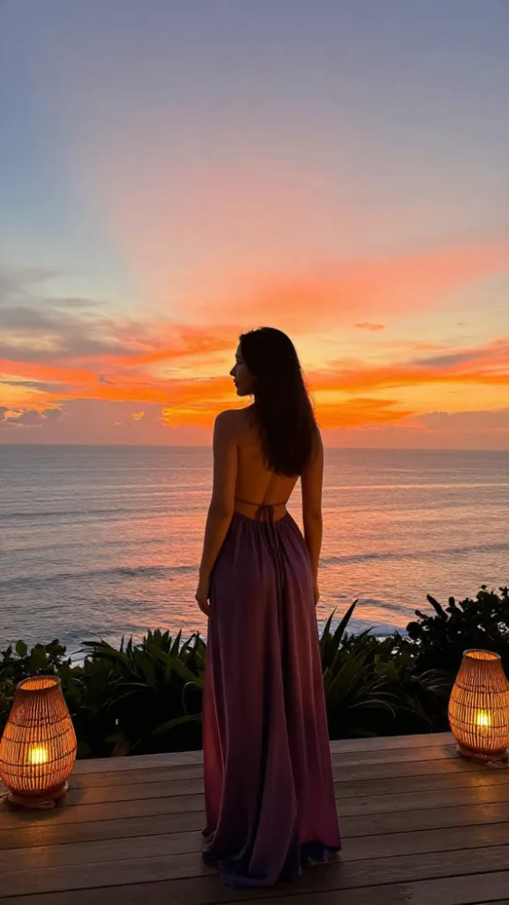 Elegant Backless Halter for Sunset Dinners