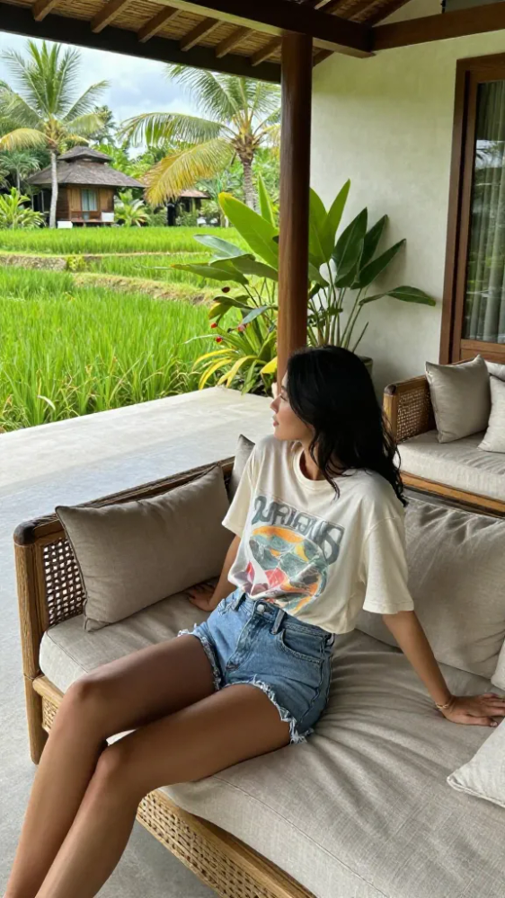 Denim Shorts and Graphic Tee Pairings