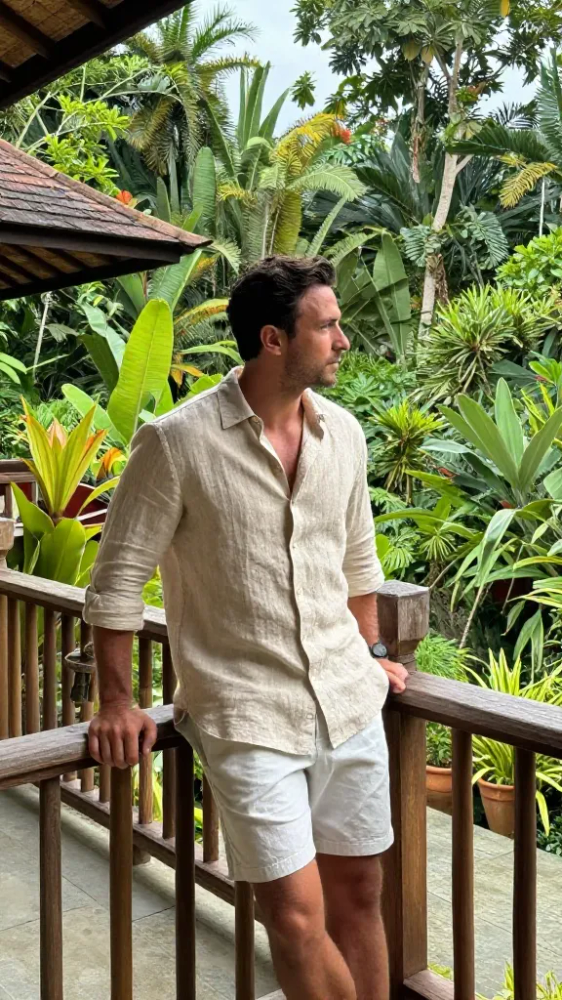 Linen Button-Down in Sand or White