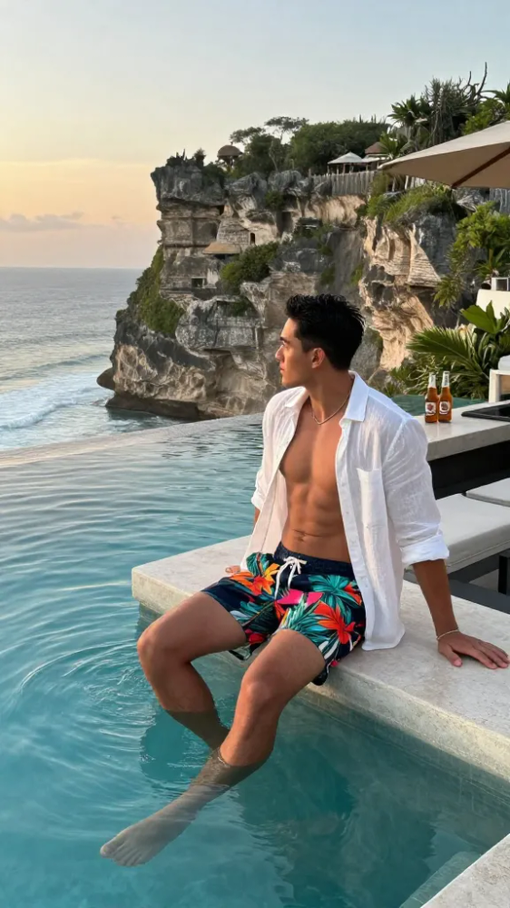 Patterned Board Shorts for Beach Days