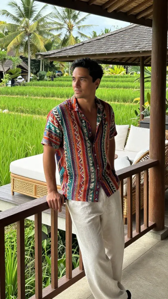 Printed Short-Sleeve Cuban Collar Shirts