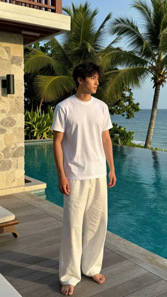 Monochrome White Cotton T-Shirt Look