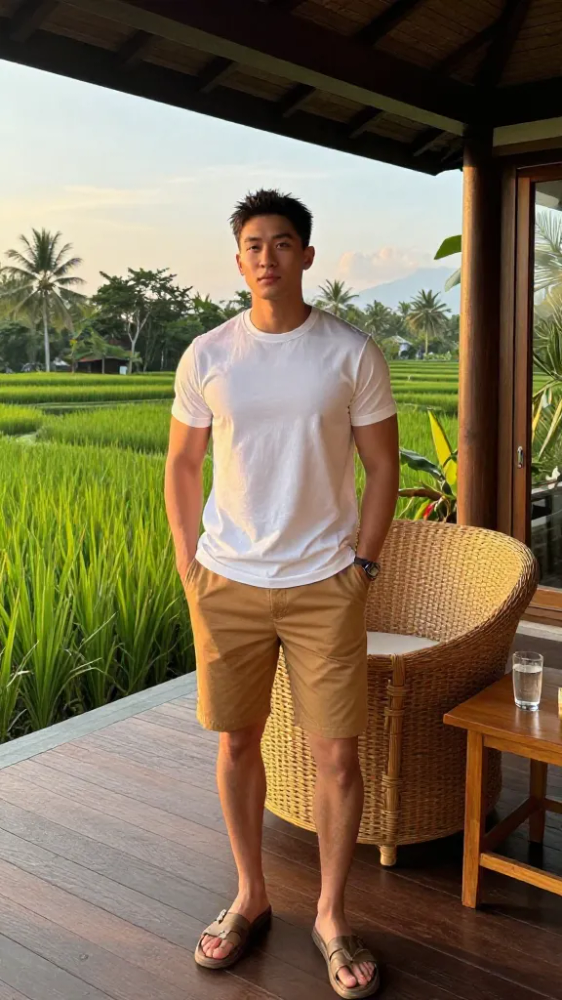 Classic White Tee and Chino Shorts
