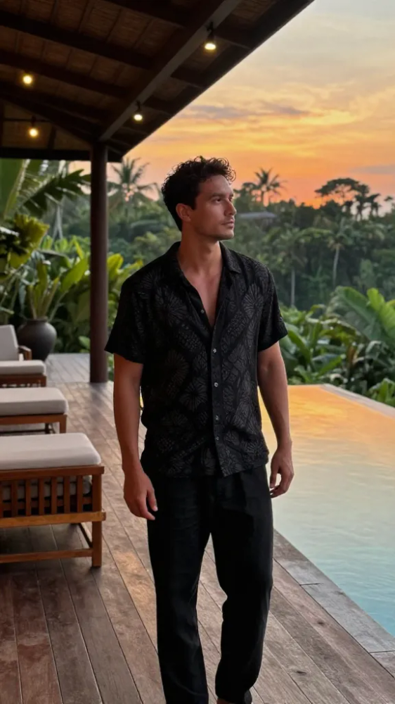 Short Sleeve Viscose Patterned Shirt