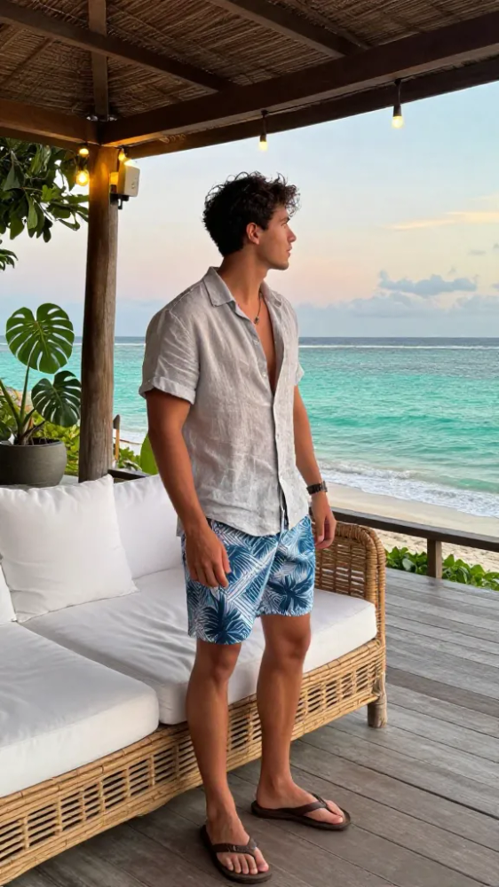Relaxed Patterned Board Shorts
