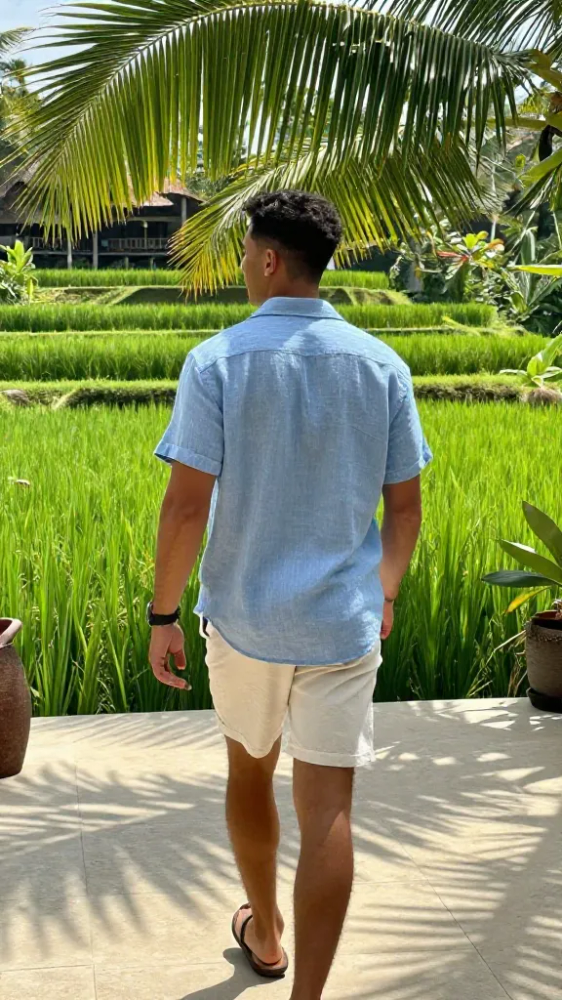 Breezy Pastel Blue Short Sleeve Shirts