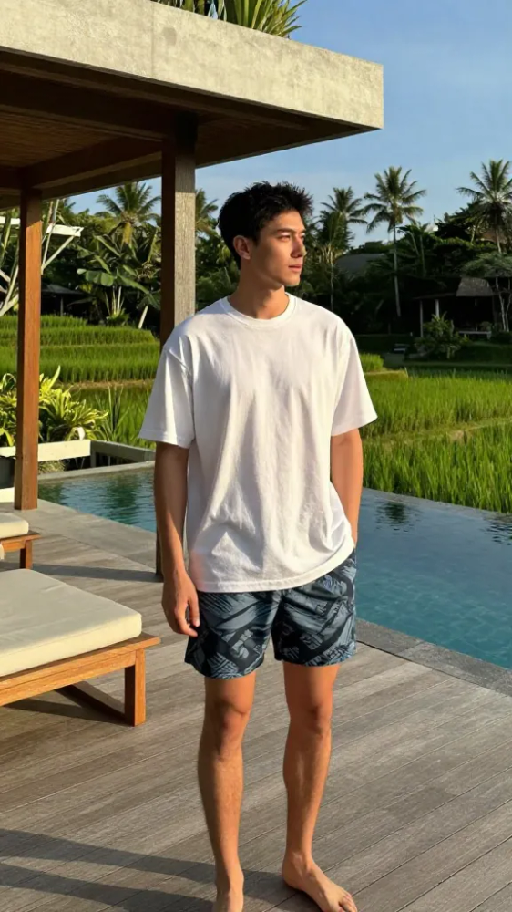 Quick-Dry Swim Trunks with Graphic Tees