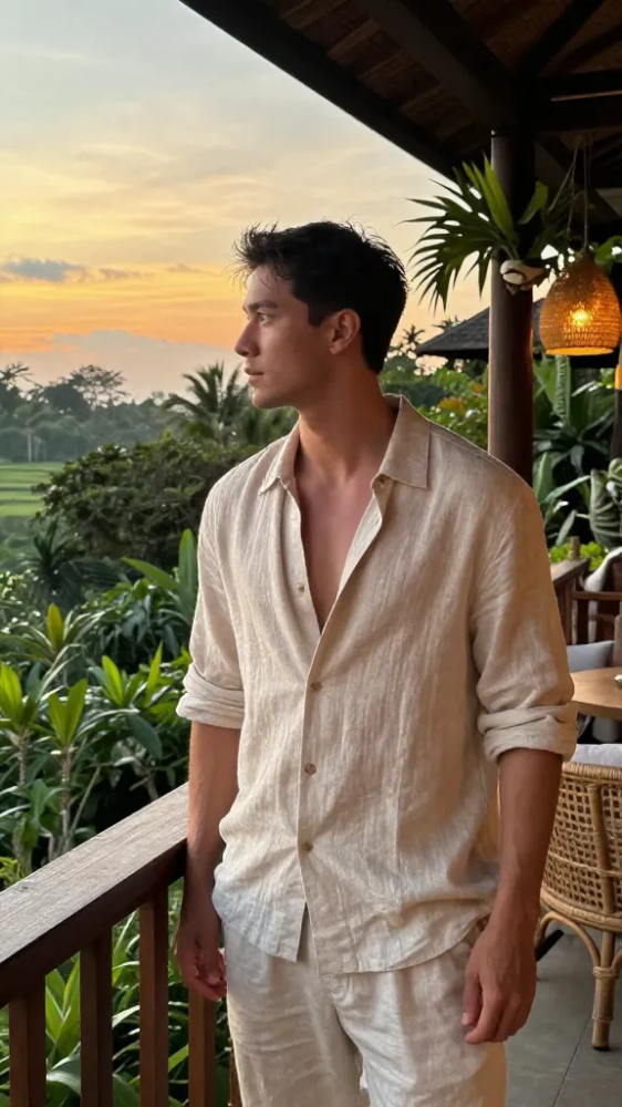 Loose Fit Grandad Collar Shirts