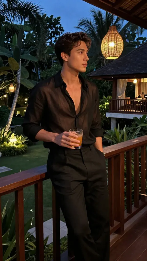 Sheer Black Button Down for Evenings