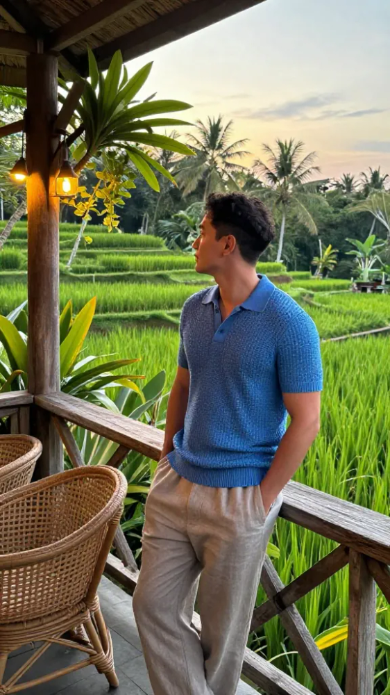 Knitted Blue Polo Shirts