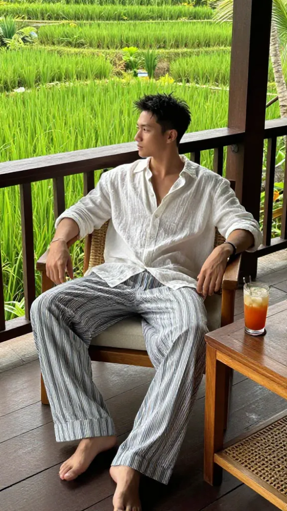 Striped Pajama Style Trousers for Lounging