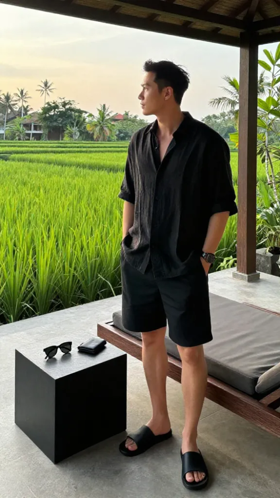 Leather Slides and Minimalist Black Accessories