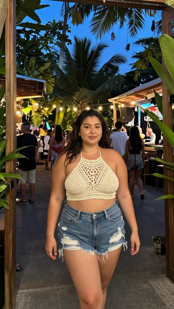 High-Waisted Denim Shorts and Crochet Tops