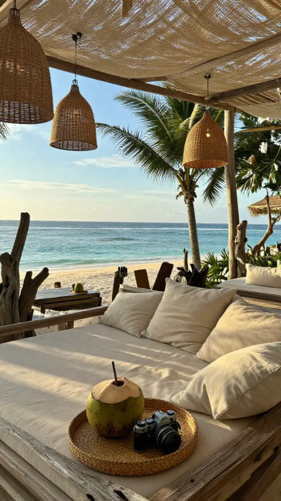 Boho-Chic Beach Club Lounging