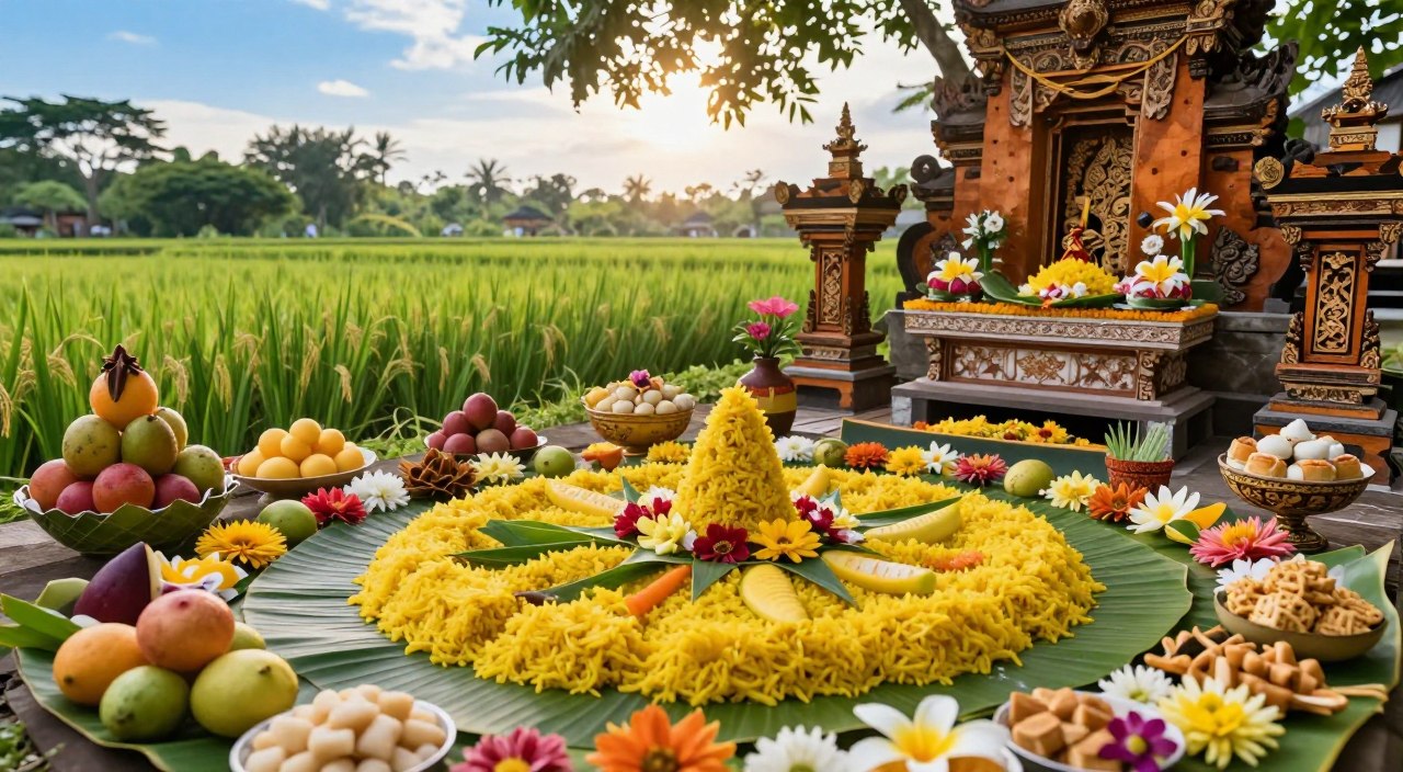 yellow rice offerings Kuningan