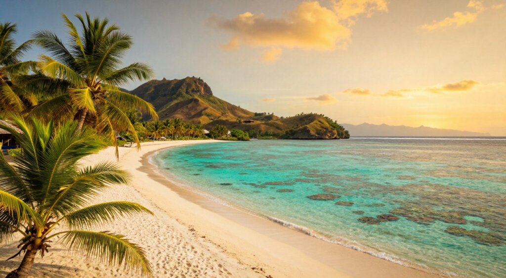 A breathtaking view of the best beaches in Lombok, focusing on the serene landscape of Lombok Ekas. In the foreground, lush green palm trees sway gently in the warm tropical breeze. In the middle ground, soft white sands meet crystal-clear turquoise waters dotted with colorful coral reefs, perfect for snorkeling. The background showcases rolling hills and distant mountains under a vibrant sunset, casting golden hues across the scene. The lighting is warm and inviting, emphasizing the tranquil atmosphere of a secluded beach. A wide-angle perspective captures the expansive beauty, aiming to evoke feelings of peace and adventure, suitable for an eco-tourism feature. The scene is devoid of any people, allowing nature's beauty to take center stage. A breathtaking view of the best beaches in Lombok, focusing on the serene landscape of Lombok Ekas. In the foreground, lush green palm trees sway gently in the warm tropical breeze. In the middle ground, soft white sands meet crystal-clear turquoise waters dotted with colorful coral reefs, perfect for snorkeling. The background showcases rolling hills and distant mountains under a vibrant sunset, casting golden hues across the scene. The lighting is warm and inviting, emphasizing the tranquil atmosphere of a secluded beach. A wide-angle perspective captures the expansive beauty, aiming to evoke feelings of peace and adventure, suitable for an eco-tourism feature. The scene is devoid of any people, allowing nature's beauty to take center stage.