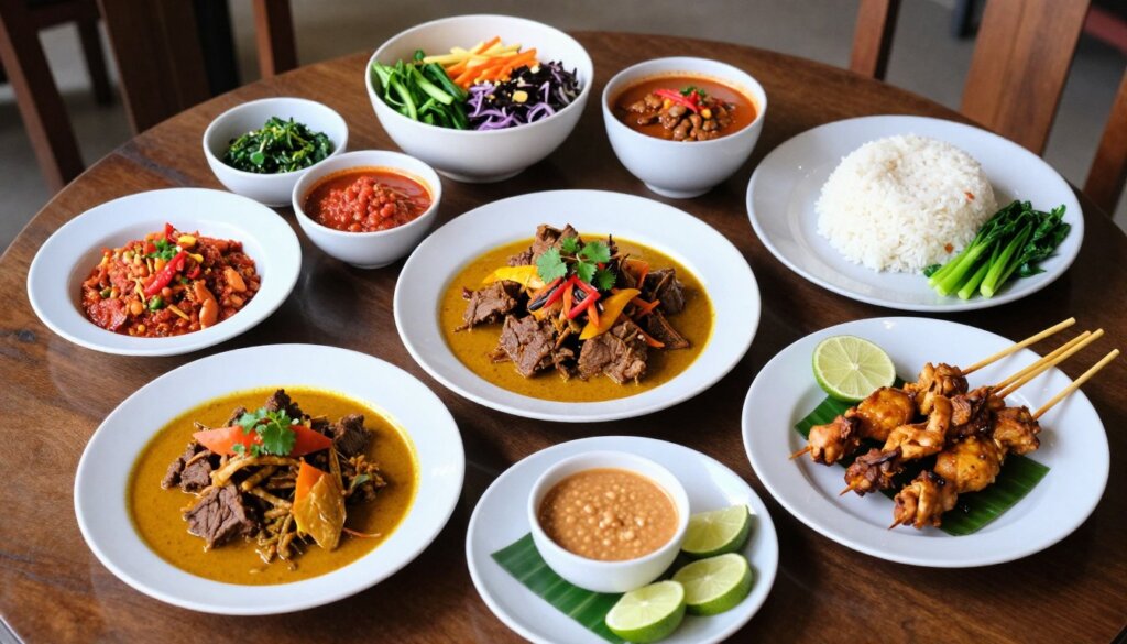Traditional Indonesian menu Sydney featuring rendang, satay, and sambal dishes Traditional Indonesian menu Sydney featuring rendang, satay, and sambal dishes
