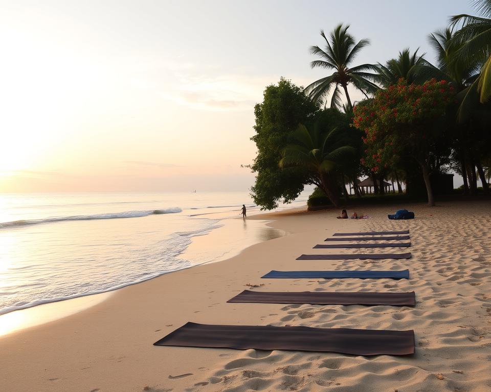 Are beachfront yoga classes in Kuta open to the public?