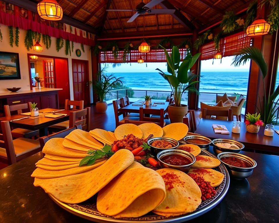 Are dosas and idlis available at Indian restaurants in Kuta?