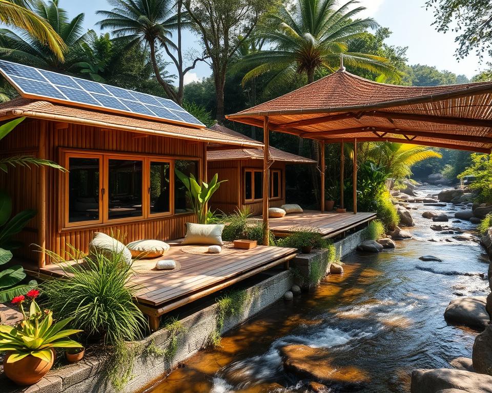 Are the accommodations at Kuta yoga retreats eco-friendly?