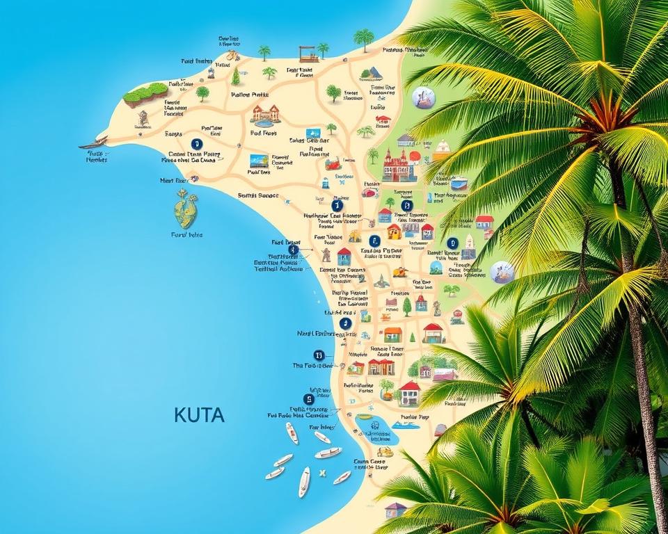 How close are popular attractions to the main hotels in Kuta?