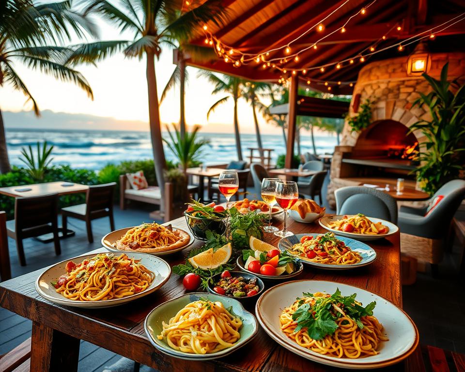 What Italian dishes are popular in Kuta restaurants?