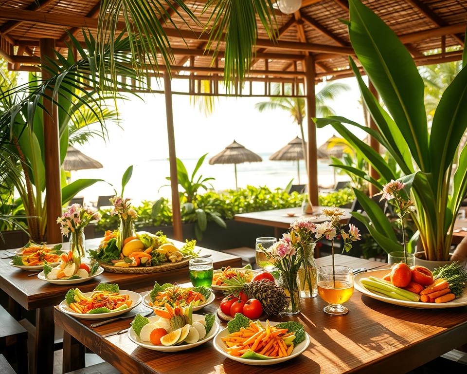 What dining experiences are unique to organic restaurants in Kuta?