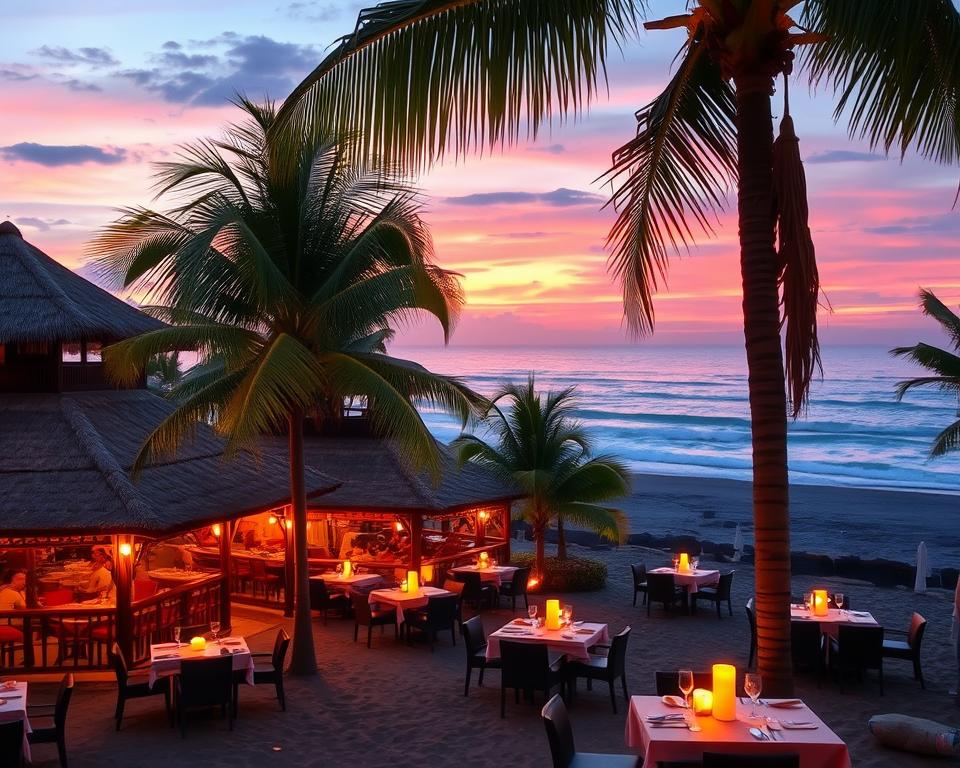 Which beachfront restaurants in Kuta Bali offer the best sunset views?