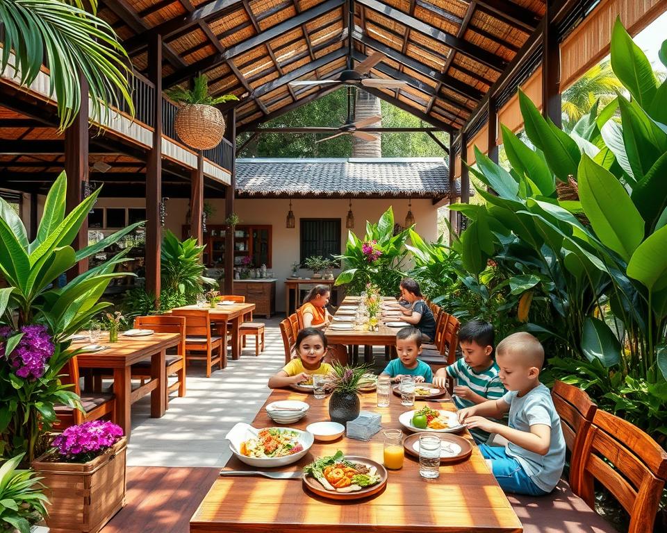 Which organic restaurant in Kuta, Bali, is best for families?